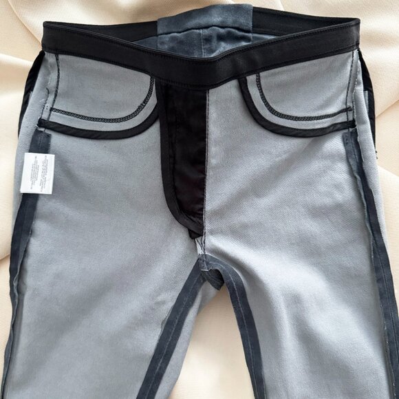 Helmut Lang Blue/Grey Lambskin Nubuck Leggings, size 0 - Picture 3 of 13